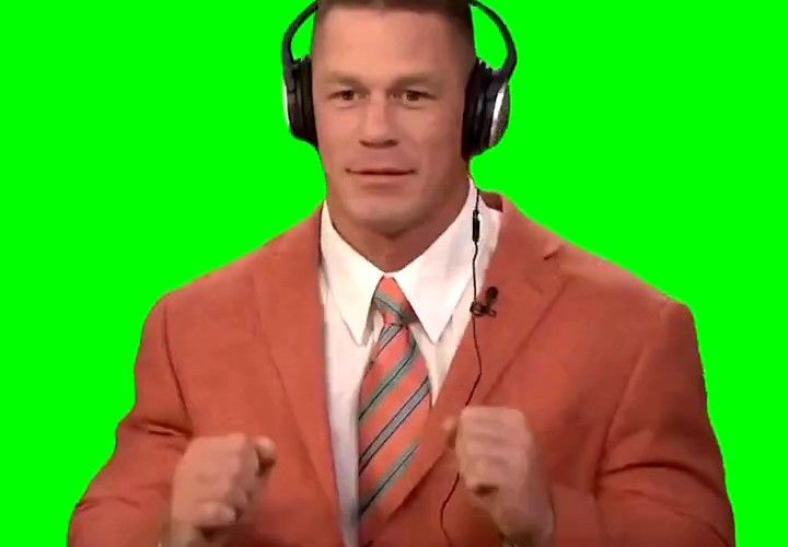 John Cena dancing with headphones meme green screen