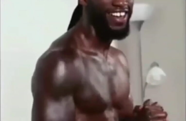 Dancing Black Muscular Man in black scarf